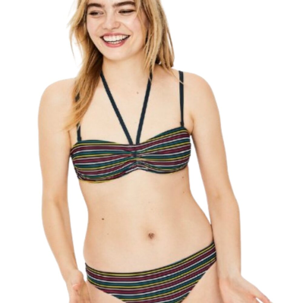 Boden SALE! New British Sardinia Bikini Swim Set Skinny Stripe US 6 Lined Navy
